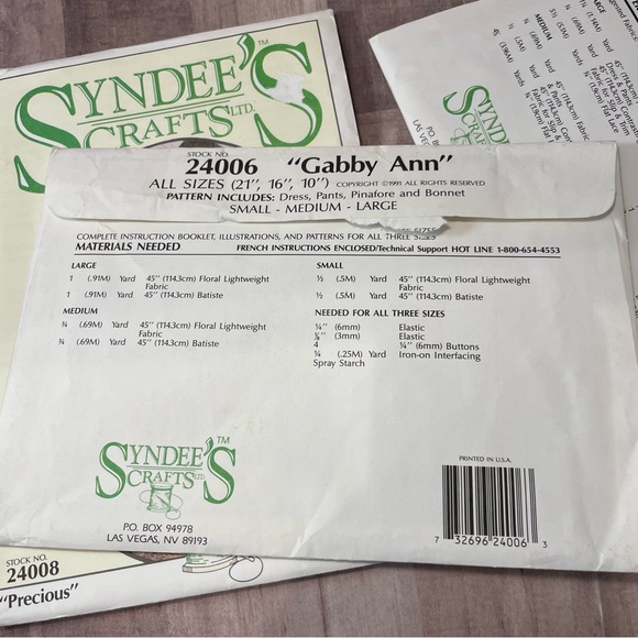 Syndee's Crafts - Clothes Patterns Uncut Victoria Gabby Ann Precious Doll Dress - Picture 7 of 10